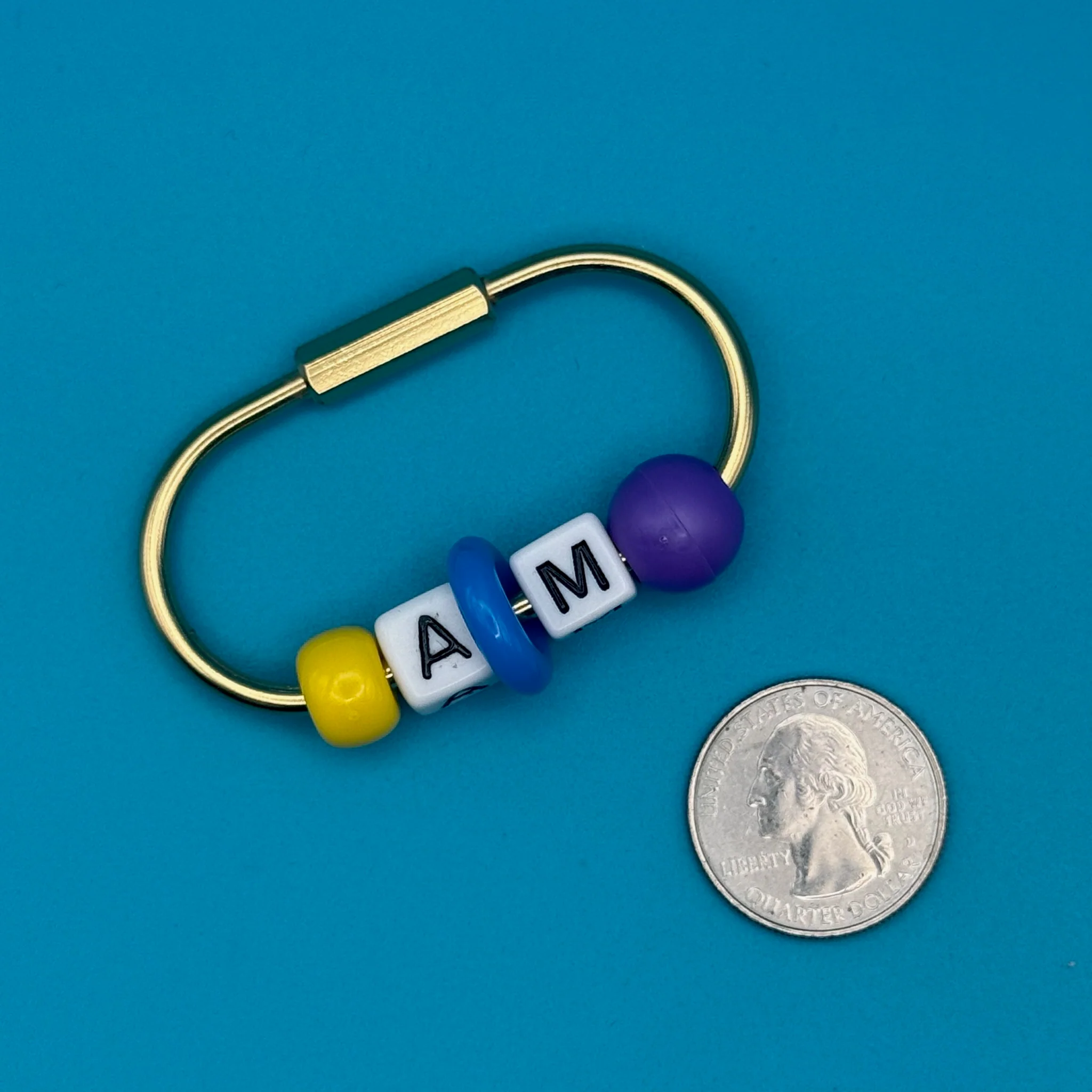 Custom Personalized Beaded Gold Bag Charm Clip - Image 3