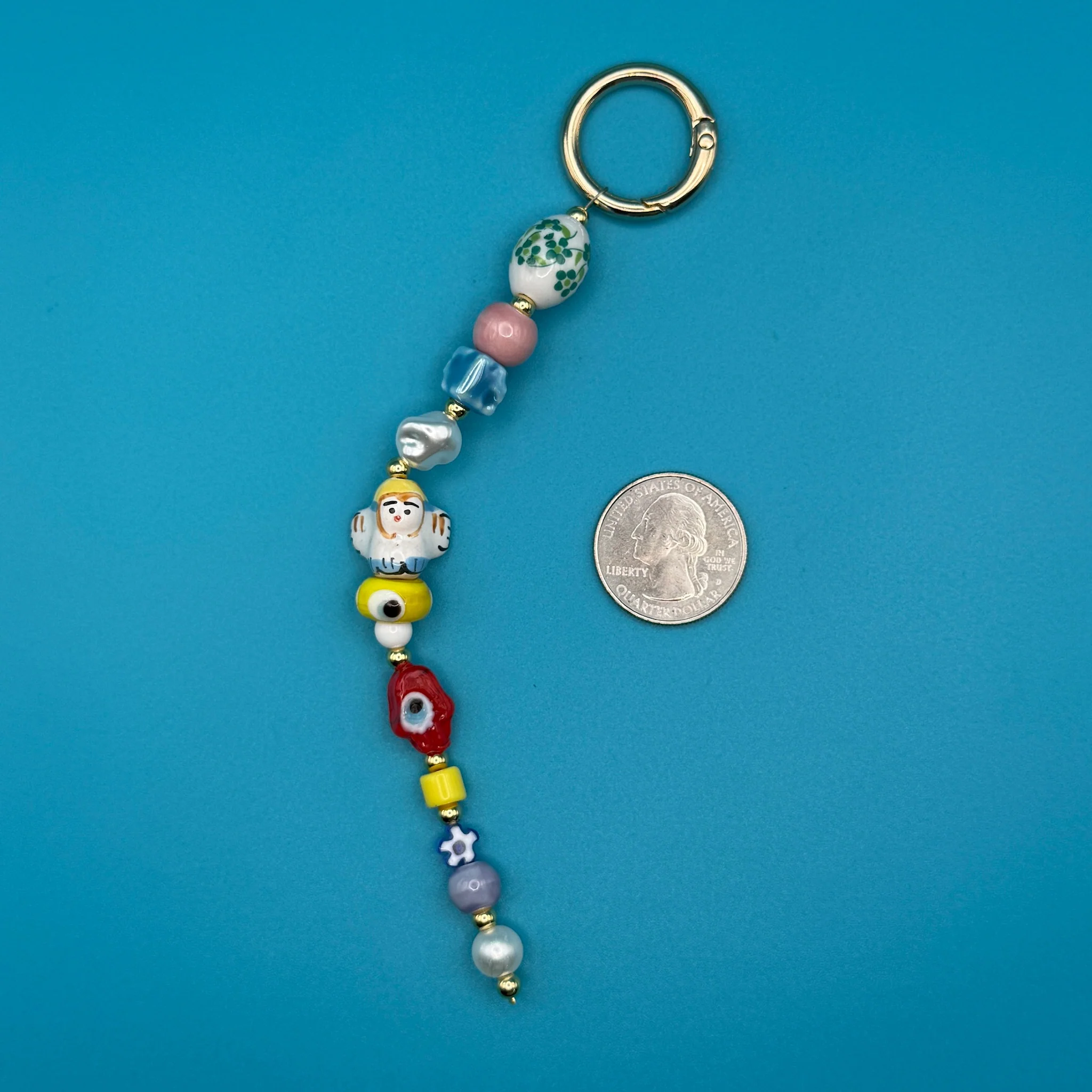 Colorful Evil Eye Glass Beaded Bag Charm - Image 2