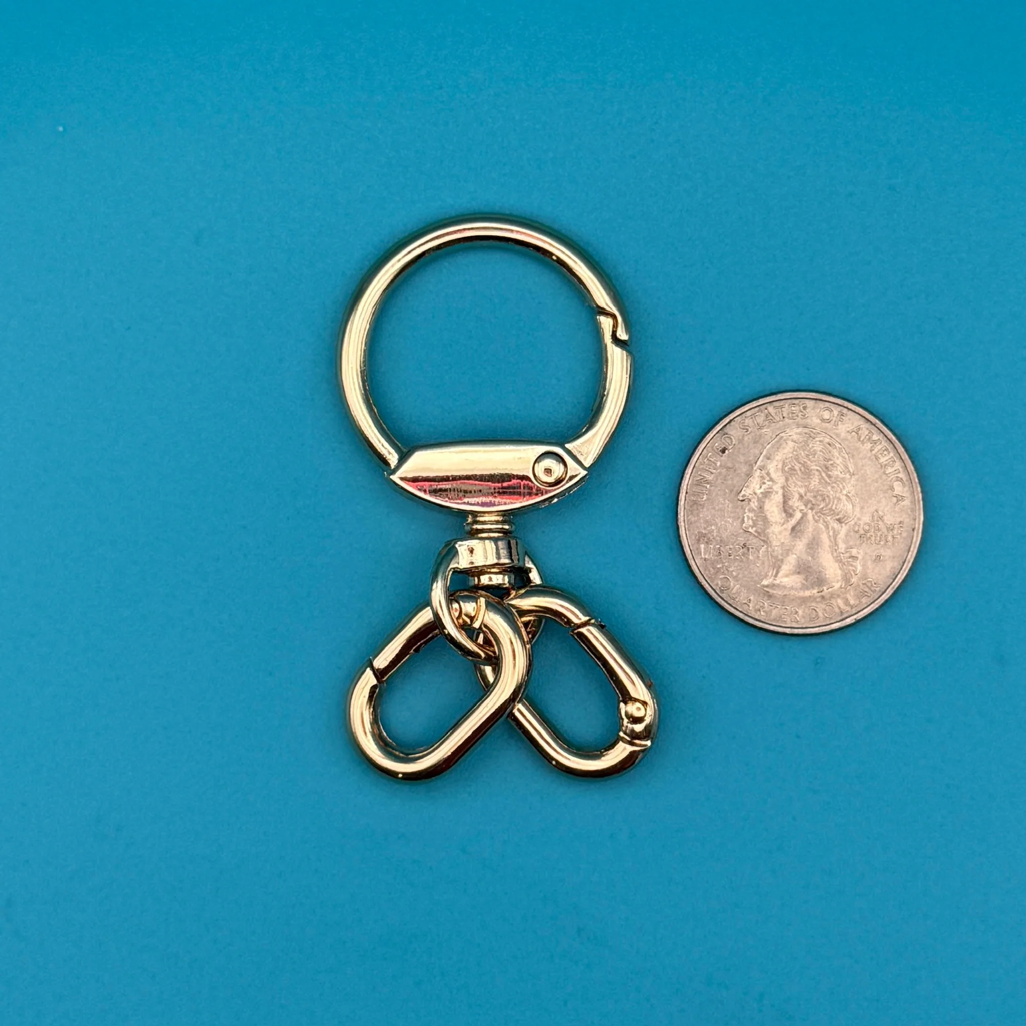 Light Gold Metal Swivel Spring Clip + 2 Carabiner Clip Attachments - Image 3