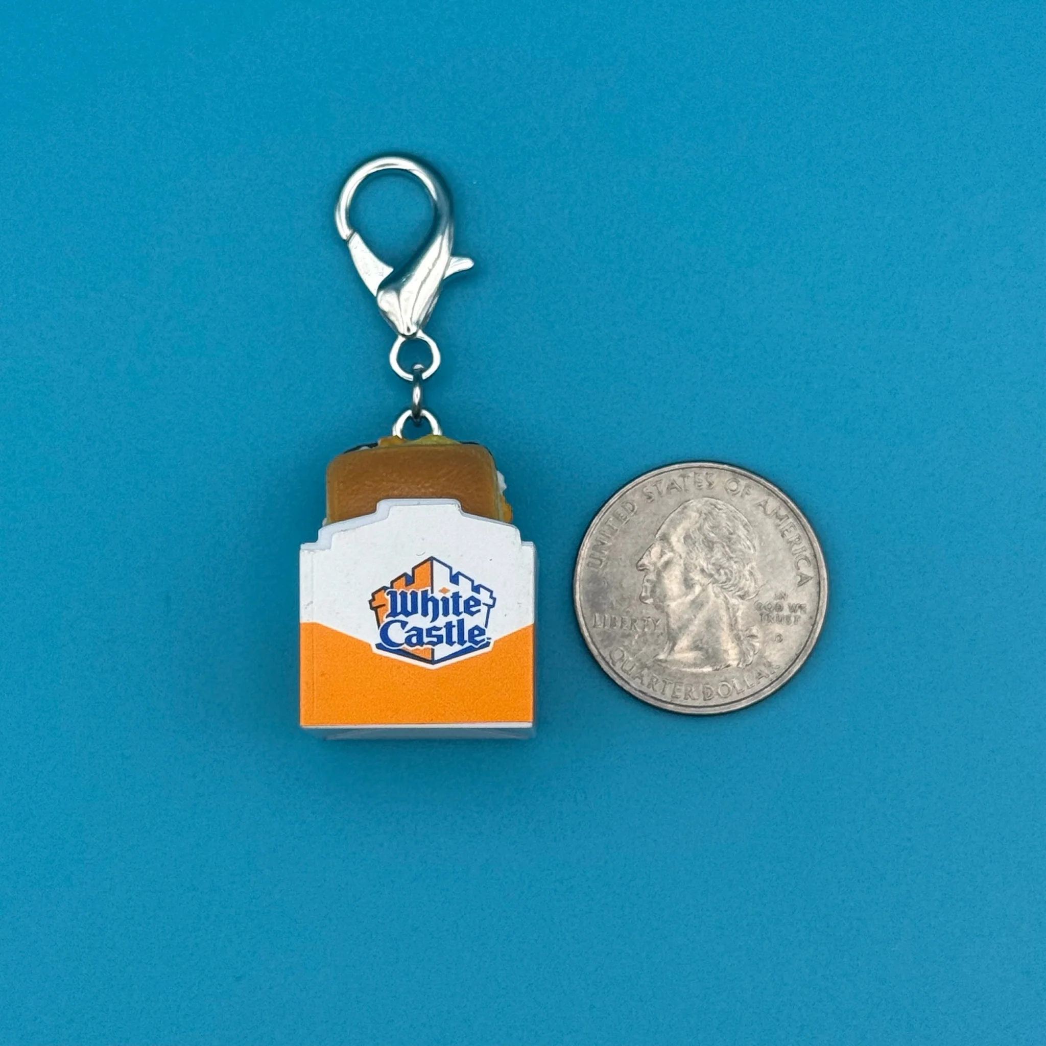 Mini White Castle cheeseburger Bag Charm - Image 3