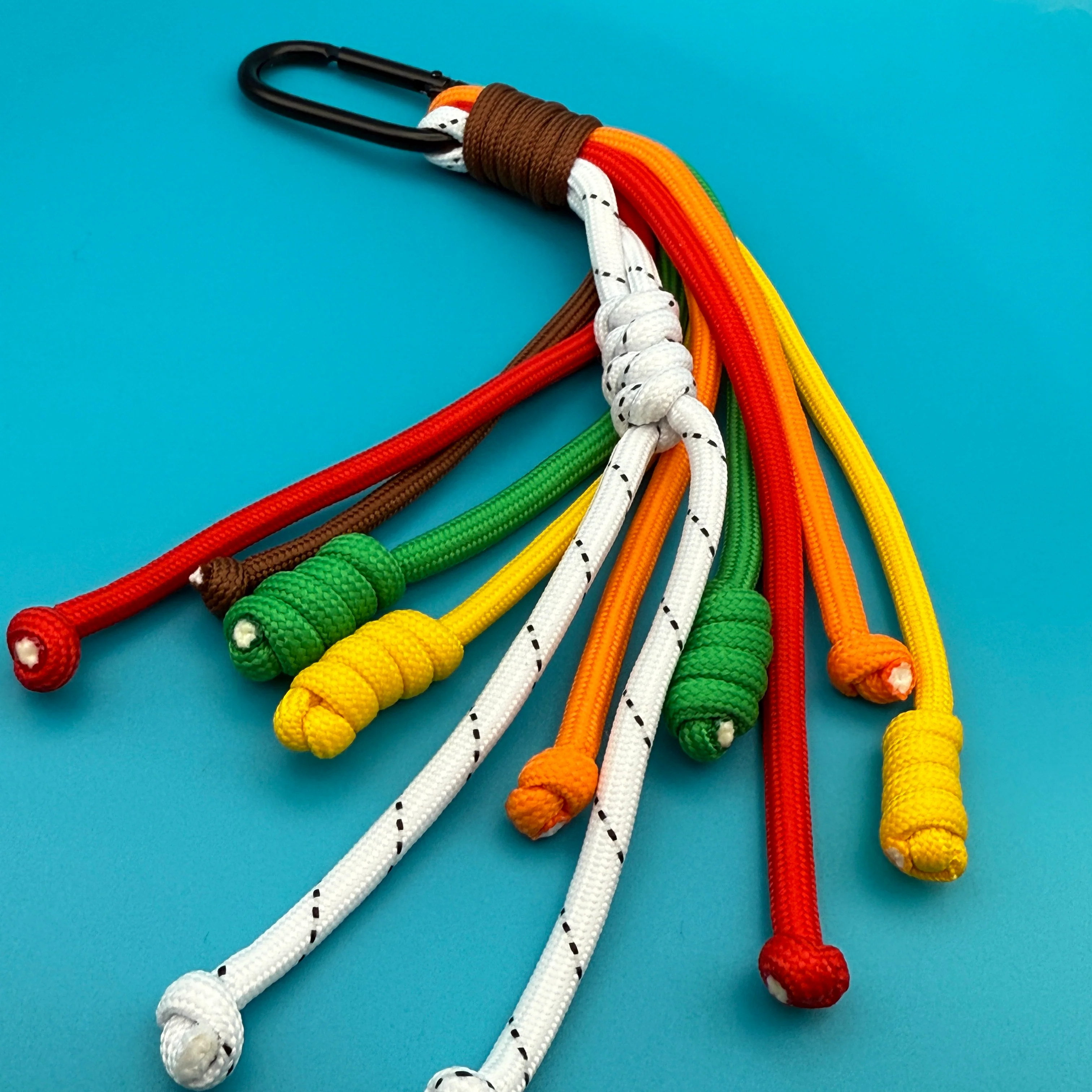 Paracord Knotted Primary Colors Carabiner Clip Bag Charm - Image 3