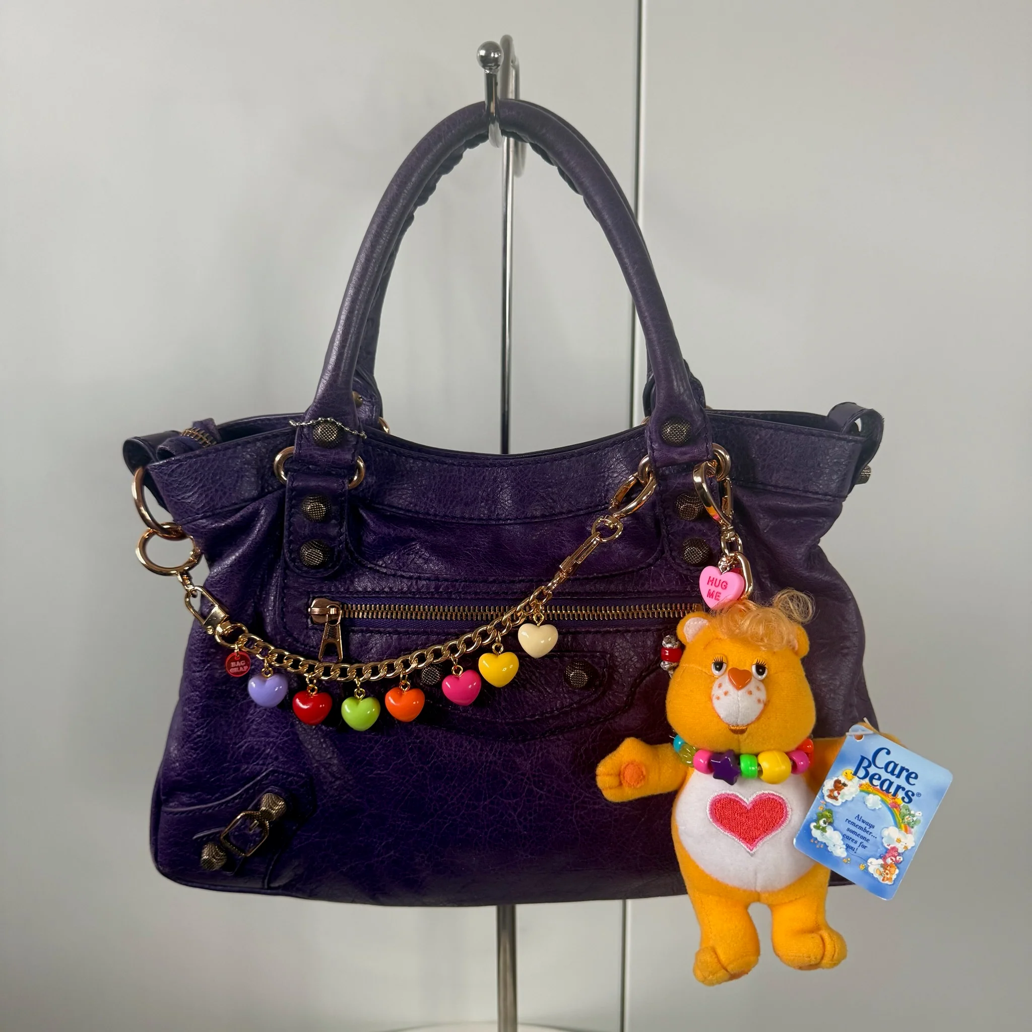 Rainbow Heart Gold Bag Charm Chain - Image 2