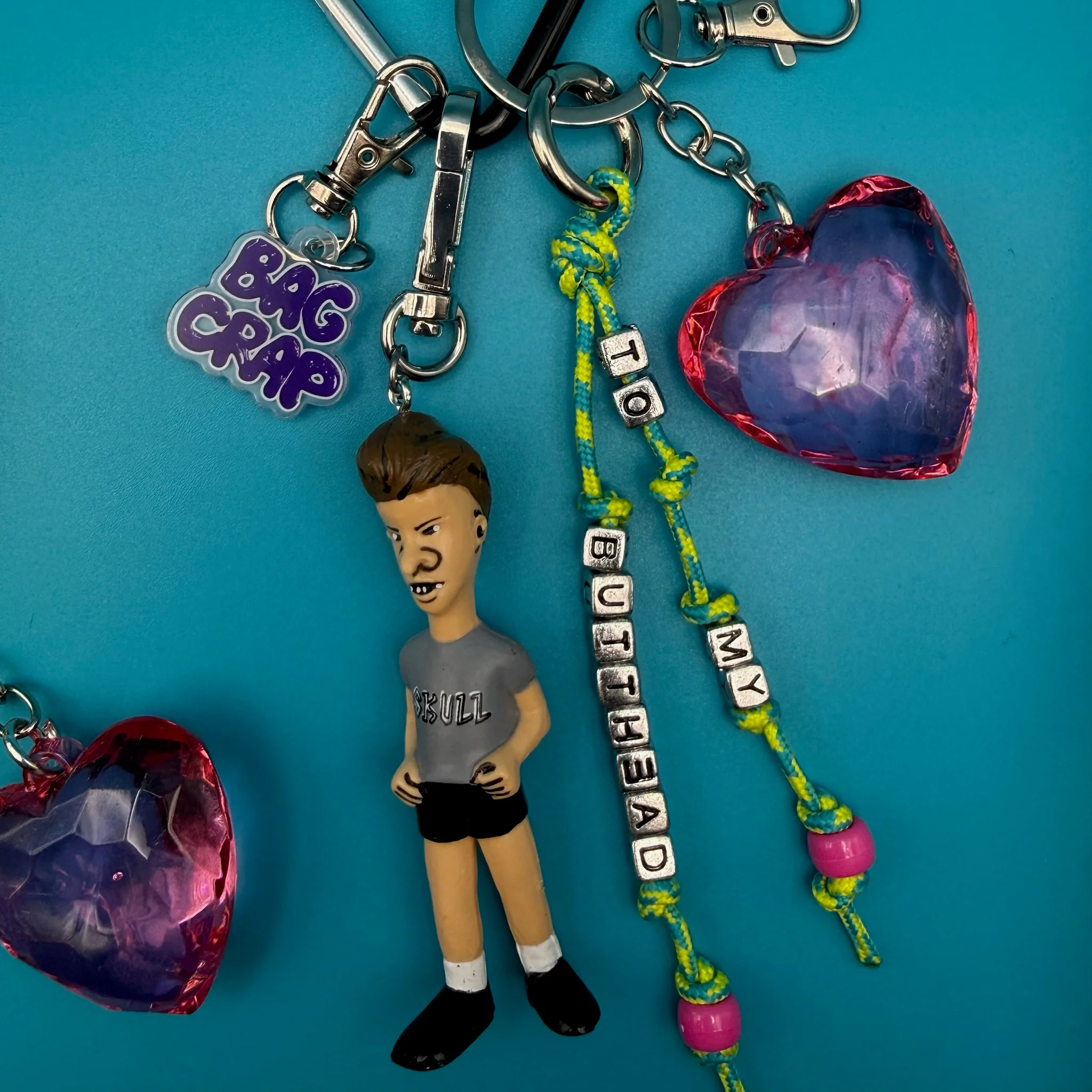 2 Pc Set: "You're the Beavis to my Butthead" VTG Bag Charms - Image 4