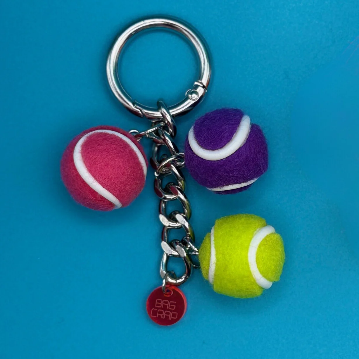 Rainbow Mini Tennis Ball Bag Charm Chain - Image 3