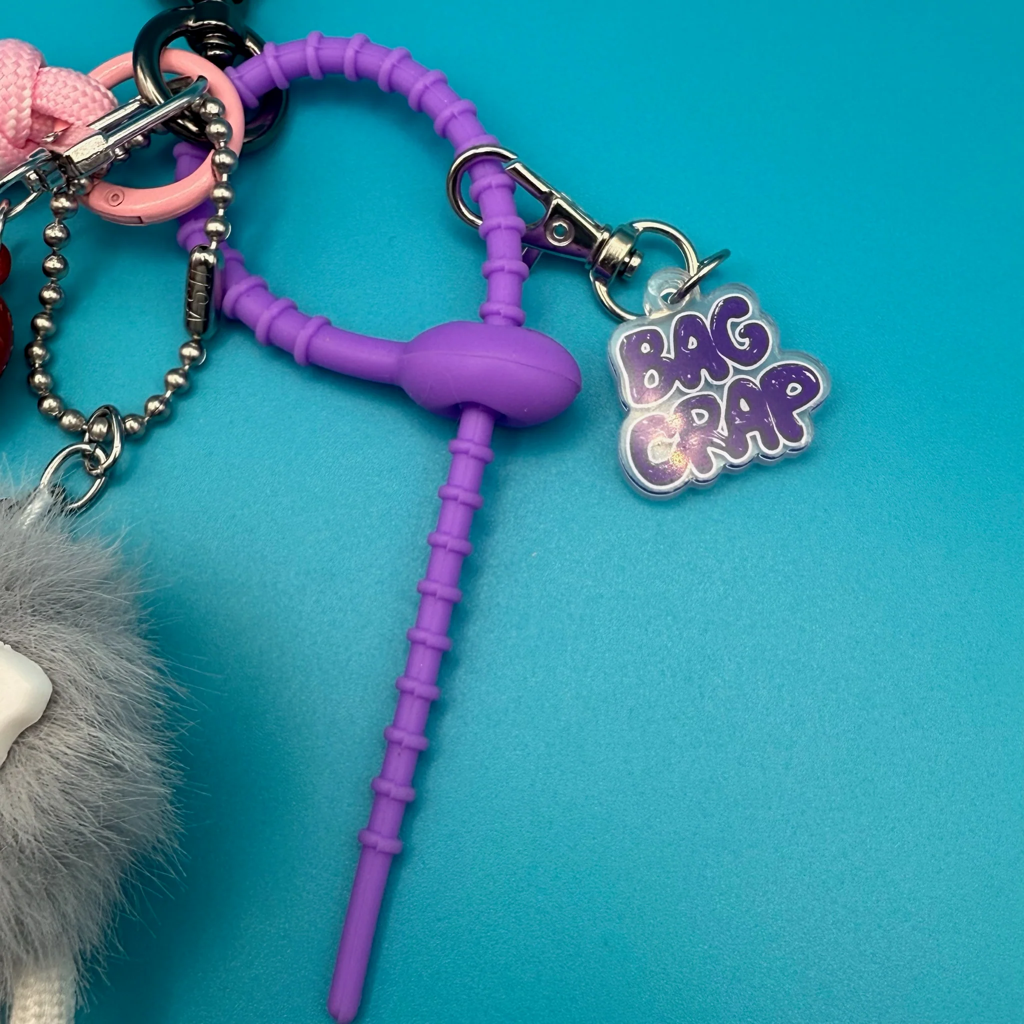 Red Heart & Grey Pom Pom Bag Charm Pack - Image 6