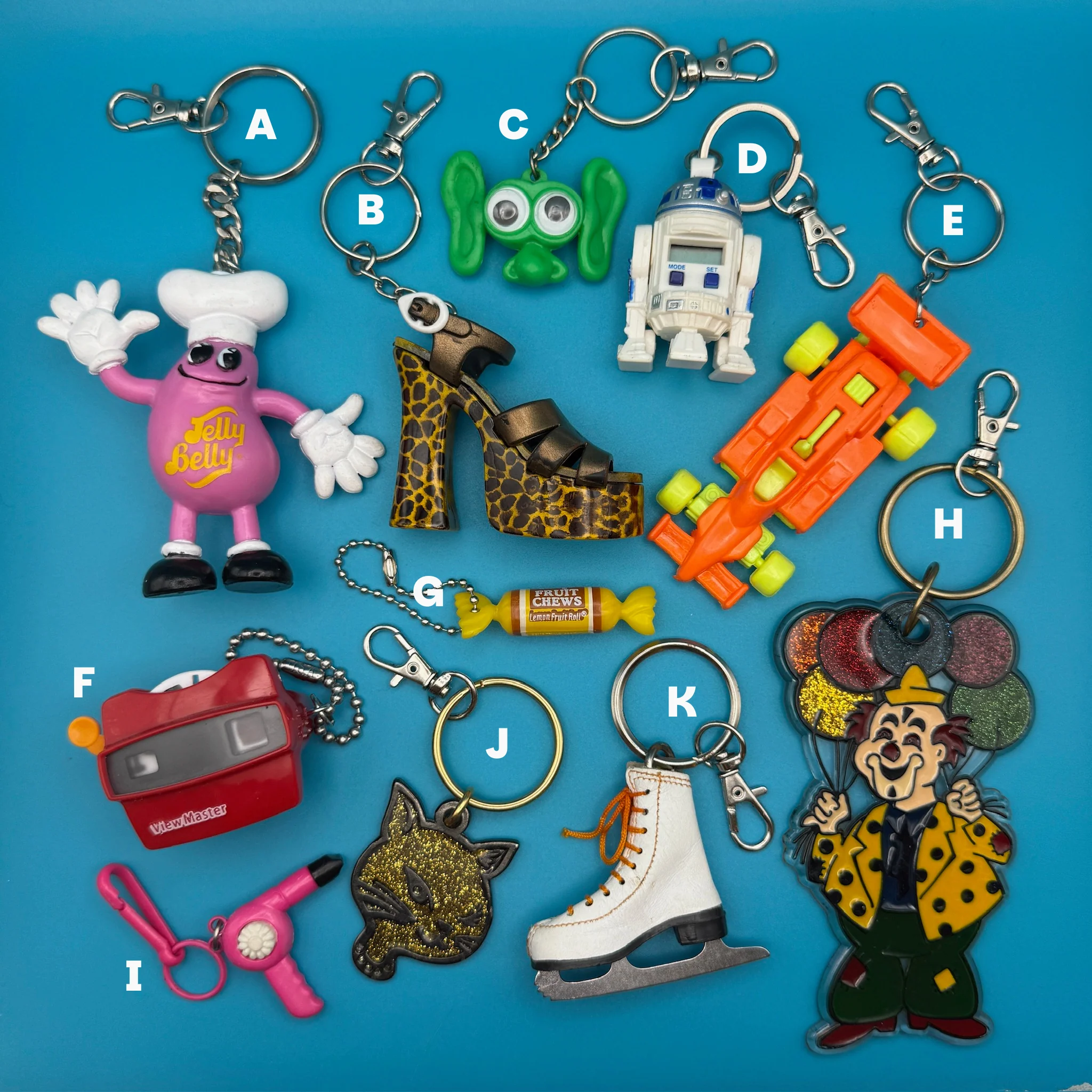 Vintage 1980s-Y2K Nostalgic Keychains & Bag Charms: Cars, Clowns, & Candy - Image 2