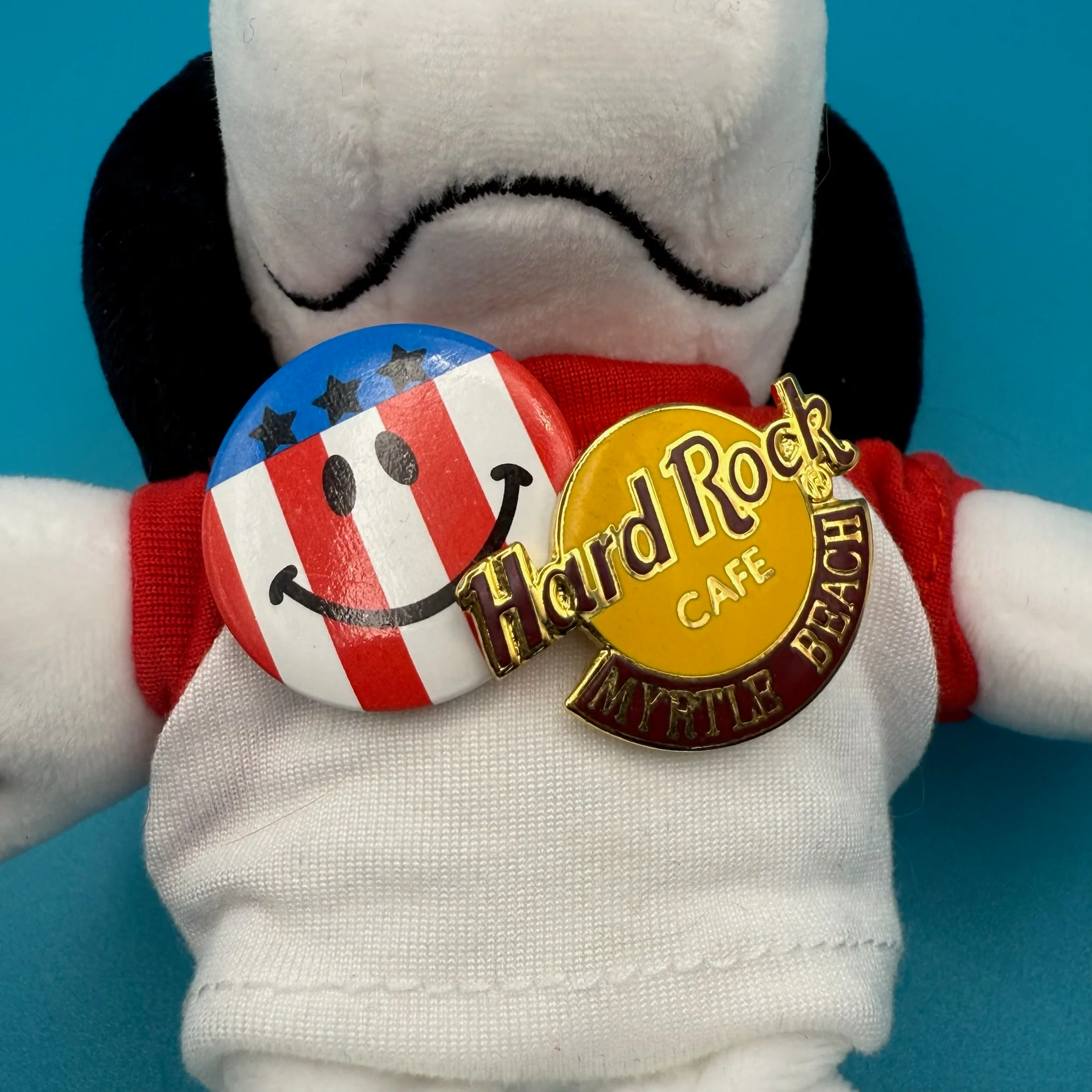 Snoopy Plush Bag Charm with VTG Pins & Gold Hardware - Image 5