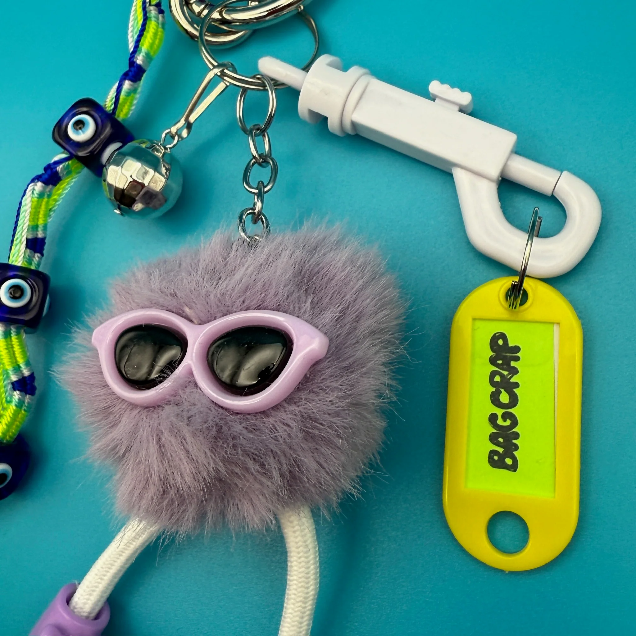 Purple Pom Pom Evil Eye Bag Charm Pack - Image 3
