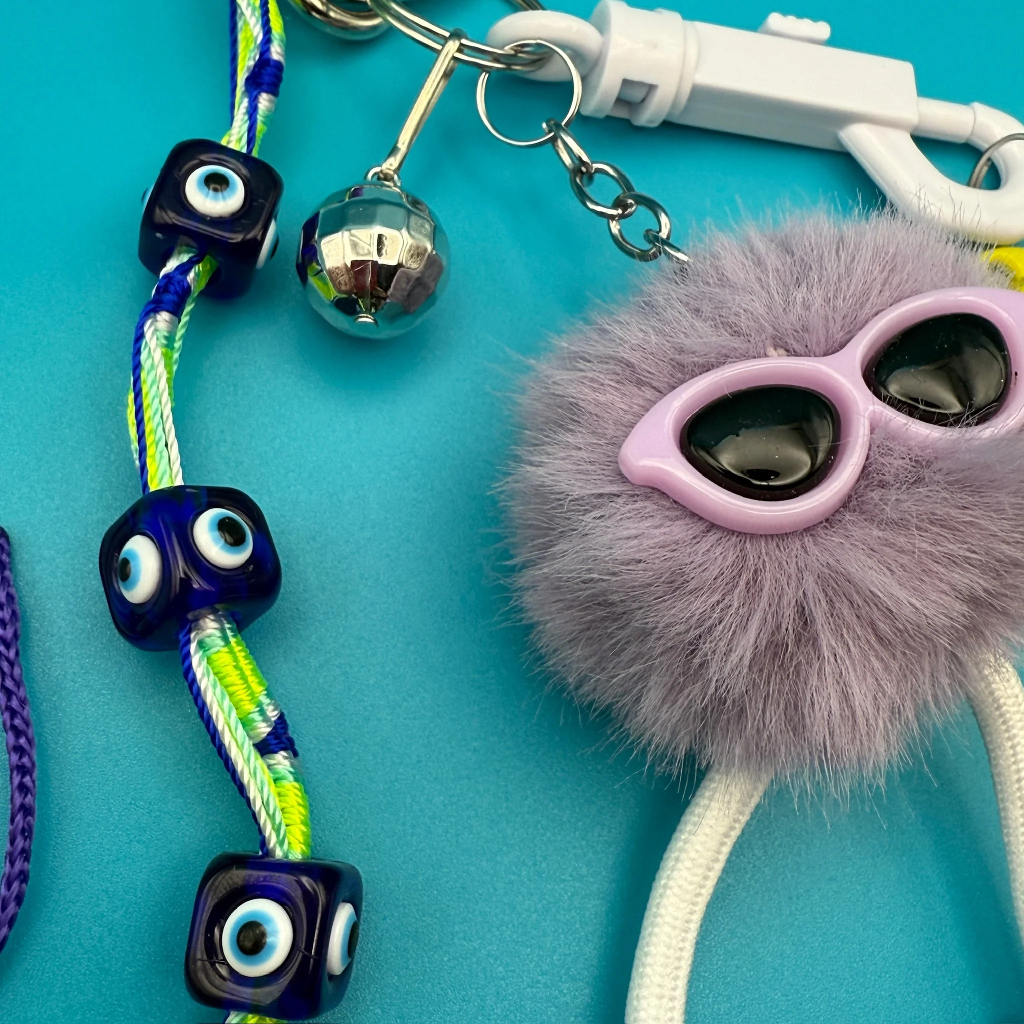 Purple Pom Pom Evil Eye Bag Charm Pack - Image 4