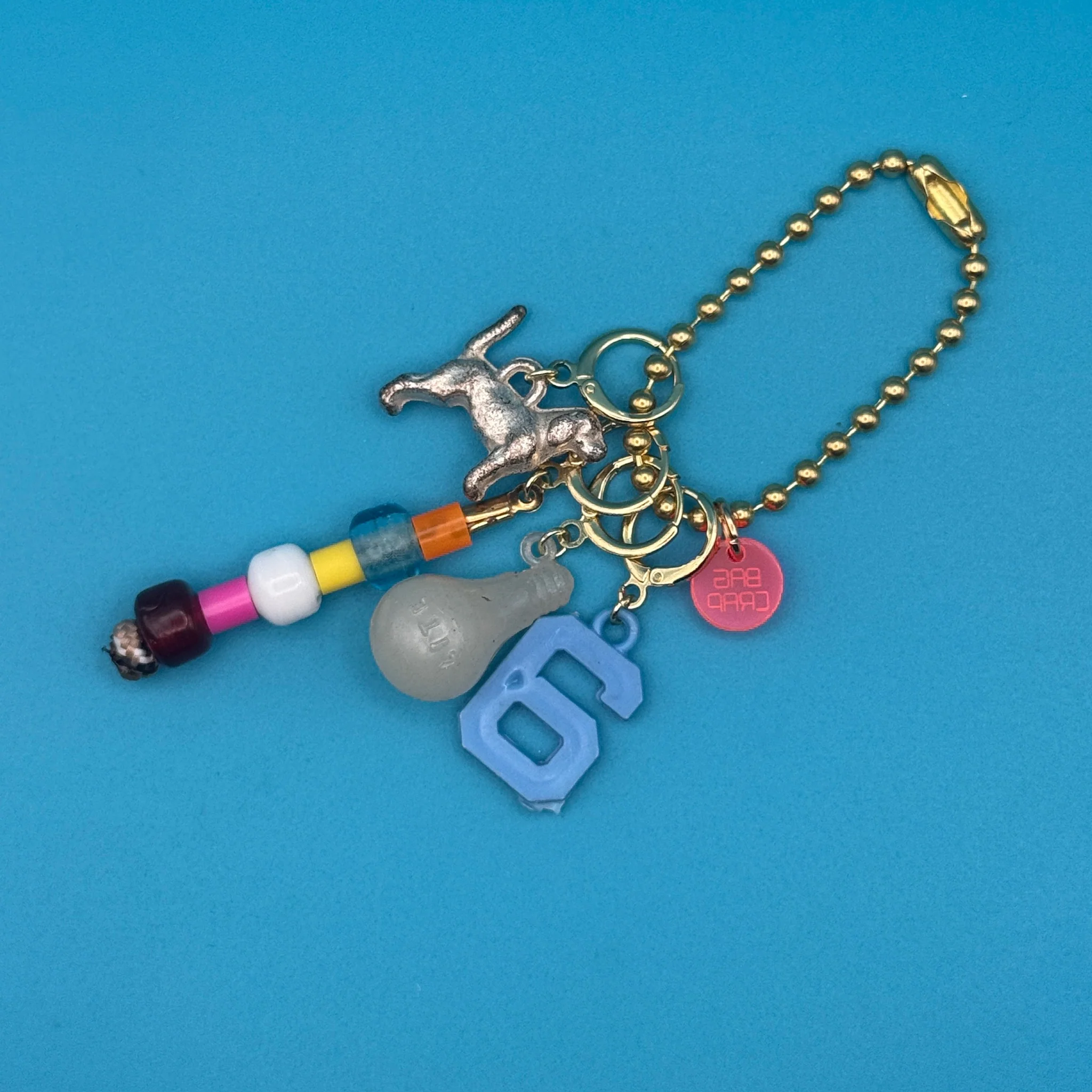 18K Gold Plated Vintage Lucky #6 Ball Chain - Image 3