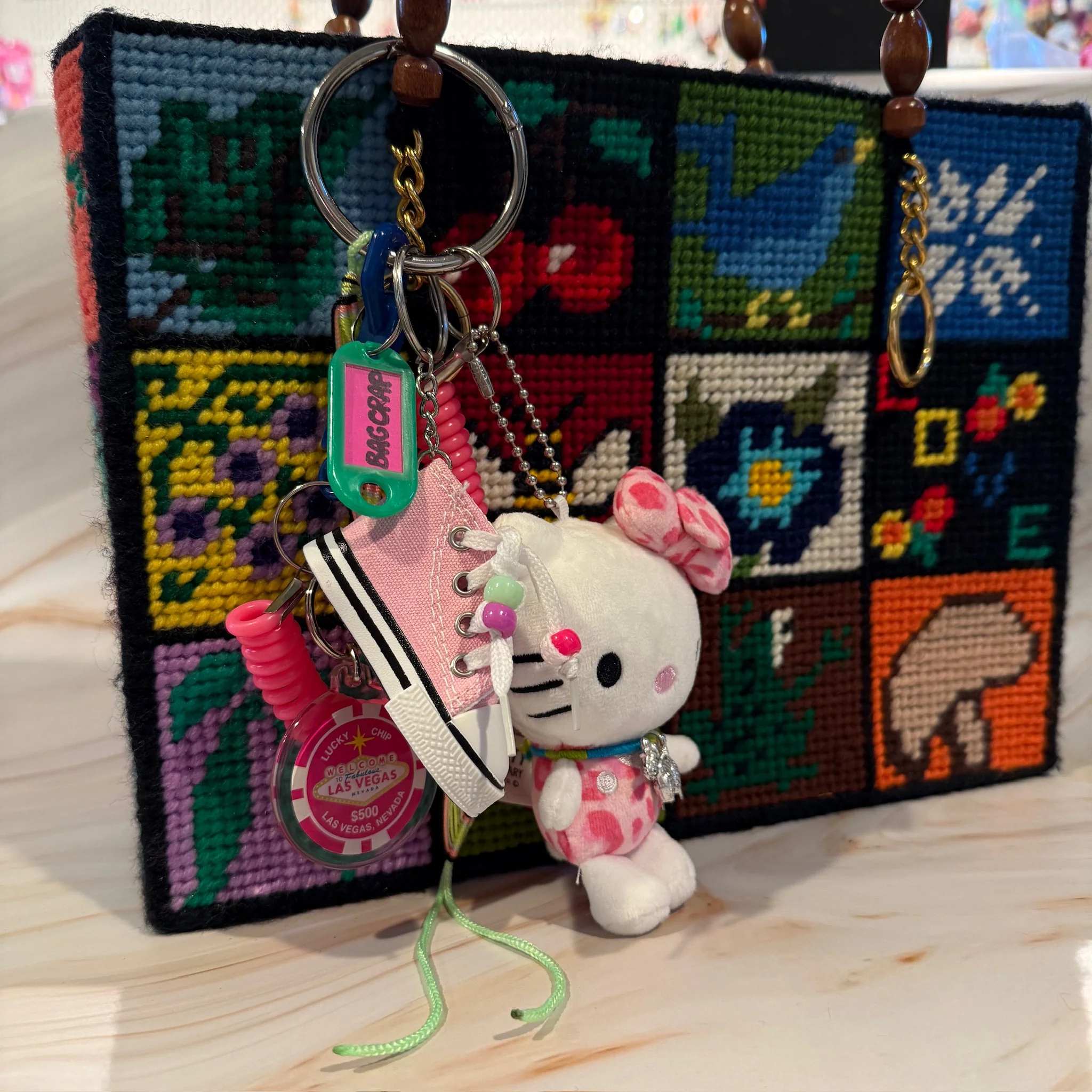 Vintage Y2K Hello Kitty and Pink Converse Keychain and Bag Charm Pack - Image 5