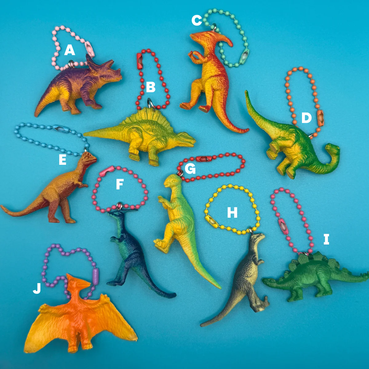Mini 1" Colorful Toy Dinosaur Mini Bag Charms - Image 2