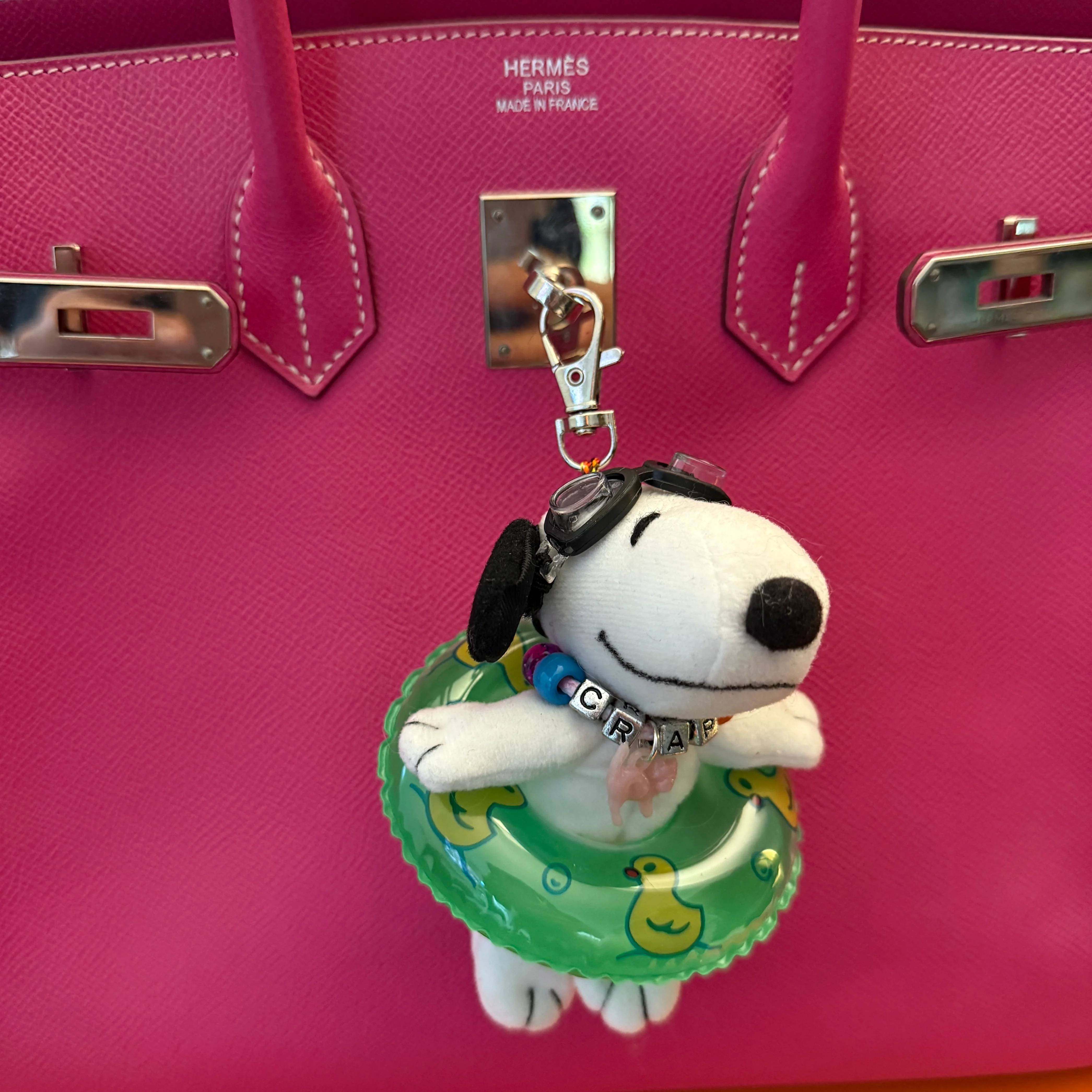 Vintage Plush Snoopy Bag Charm with Pool Floatie + Goggles - Image 3