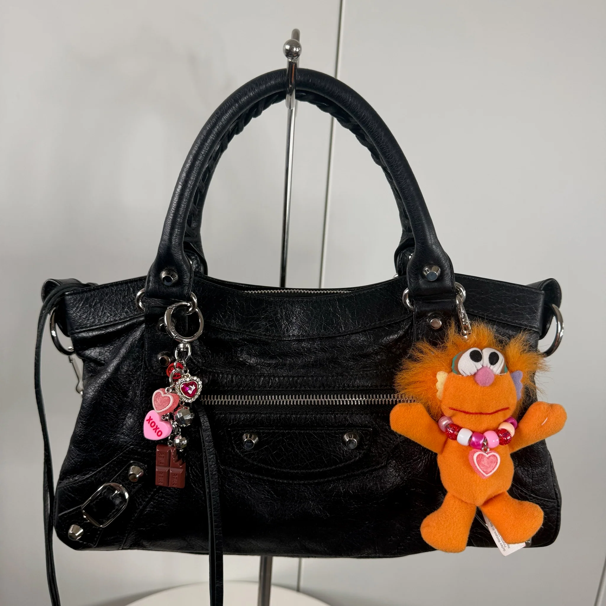 Vintage Sesame Street Zoe Plush Bag Charm with Candy Heart Charm Necklace - Image 2