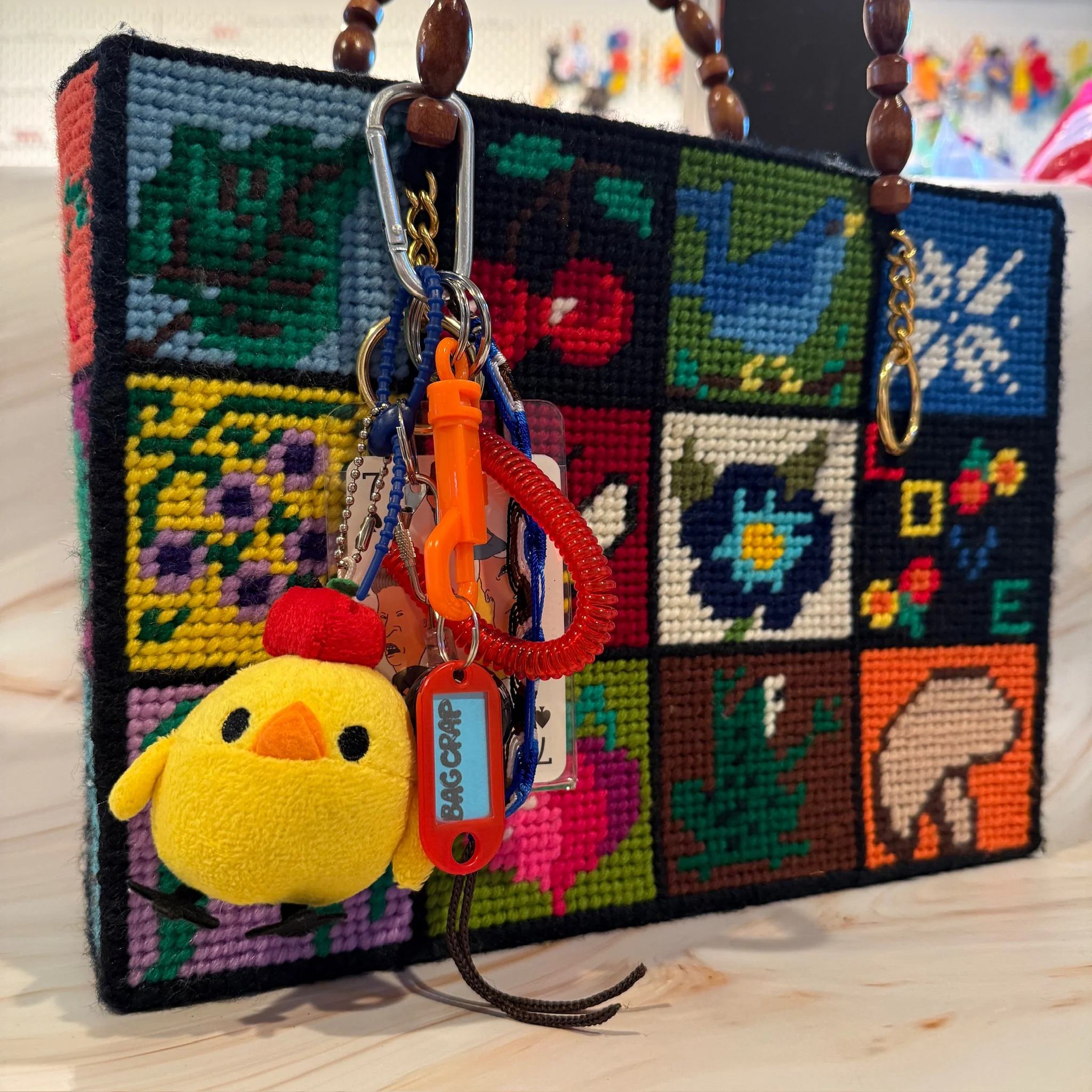 Vintage Yellow Chick Plushie and Beavis and Butthead Playing Card Keychain and Bag Charm Pack - Image 5