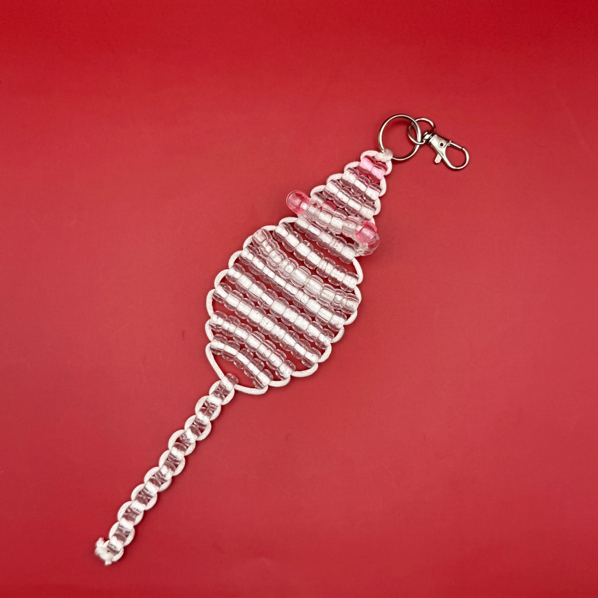 White Mouse Bead Buddy Bag Charm - Image 4